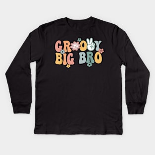 Groovy Big bro Retro Brother Matching Family 1st Birthday Kids Long Sleeve T-Shirt